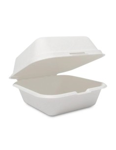 50 boîtes à hamburger en bagasse 152x152x76 mm