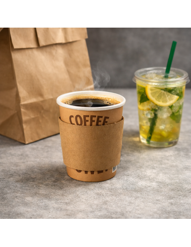 100 kartonnen sleeves voor koffiebekers 230 cc 8 oz