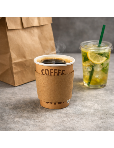 100 kartonnen sleeves voor koffiebekers 230 cc 8 oz