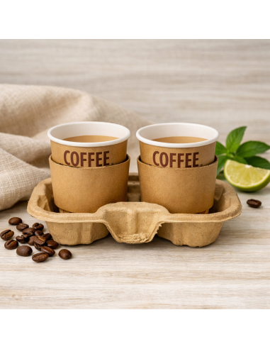 50 draagtrays van gerecycled karton voor 2 bekers