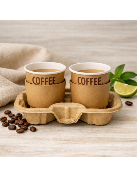 50 porte-gobelets carton recyclé pour 2 boissons