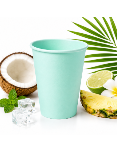 50 Wegwerp Kartonnen Bekers 240ml – Zomerse Kleuren voor Warme en Koude Dranken
