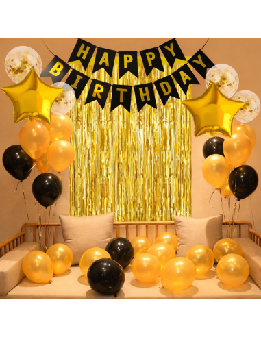 Kit ballons anniversaire 18 ans noir et or – décoration fête