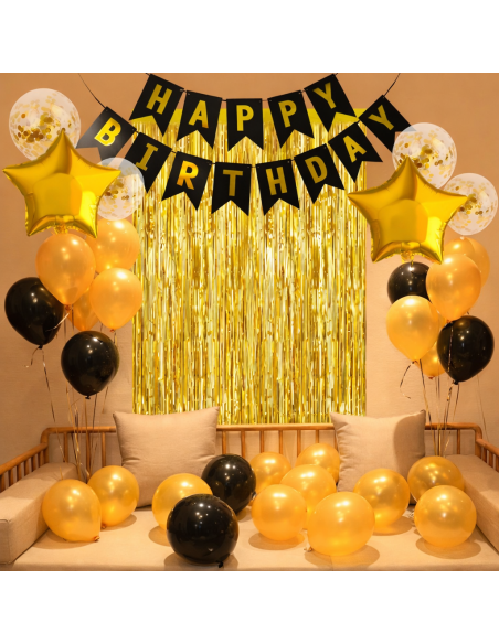 Kit ballons anniversaire 18 ans noir et or – décoration fête
