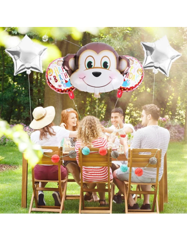 Kit ballons anniversaire singe enfant – décoration jungle 5 pièces