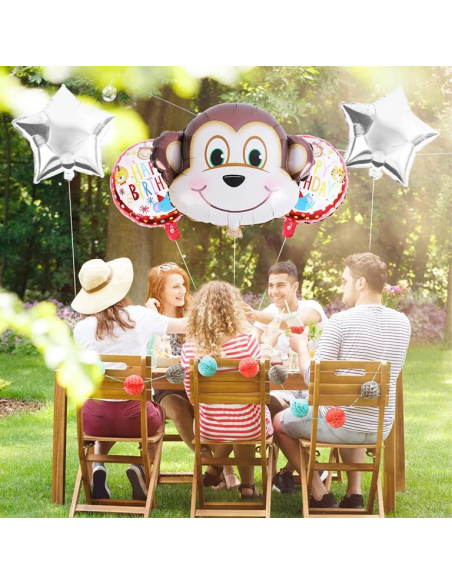 Aap ballonnen verjaardag set 5 stuks jungle decoratie