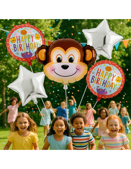 Aap ballonnen verjaardag set 5 stuks jungle decoratie