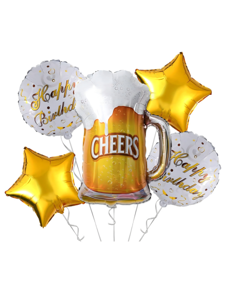 Bier ballon set verjaardag Cheers 5 stuks decoratie