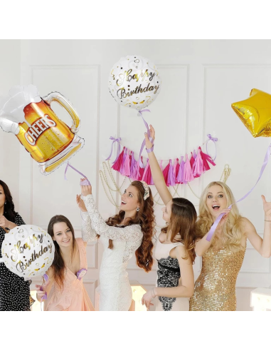 Bier ballon set verjaardag Cheers 5 stuks decoratie