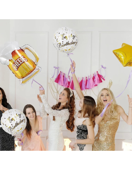 Kit ballons anniversaire bière Cheers – décoration adulte 5 pièces