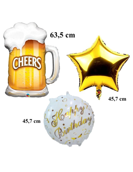 Bier ballon set verjaardag Cheers 5 stuks decoratie