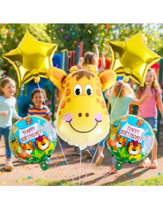 Giraf ballonnen verjaardag set 5 stuks jungle decoratie 2