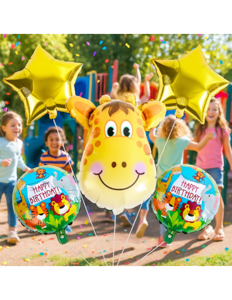 Giraf ballonnen verjaardag set 5 stuks jungle decoratie