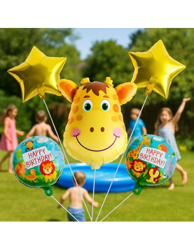 Giraf ballonnen verjaardag set 5 stuks jungle decoratie