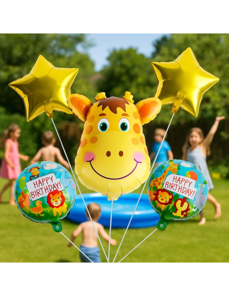 Giraf ballonnen verjaardag set 5 stuks jungle decoratie