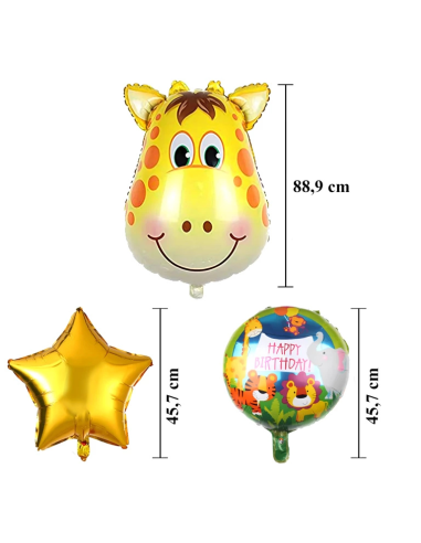 Kit ballons anniversaire girafe enfant – décoration jungle 5 pièces