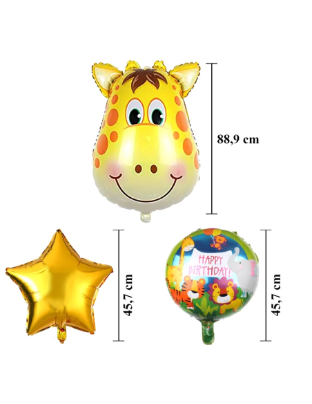 Kit ballons anniversaire girafe enfant – décoration jungle 5 pièces
