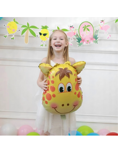 Kit ballons anniversaire girafe enfant – décoration jungle 5 pièces