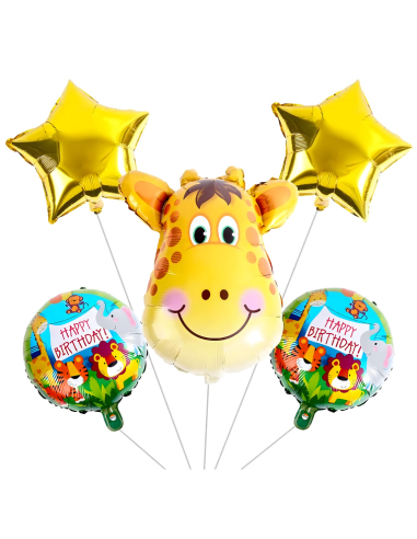 Giraf ballonnen verjaardag set 5 stuks jungle decoratie