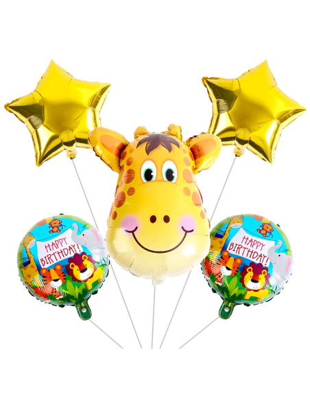 Giraf ballonnen verjaardag set 5 stuks jungle decoratie