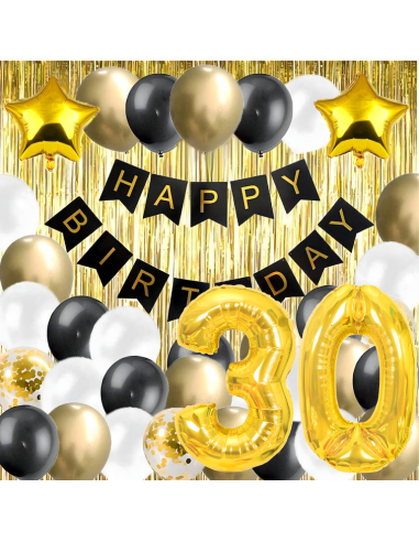 Kit ballons anniversaire 30 ans noir et or – décoration fête