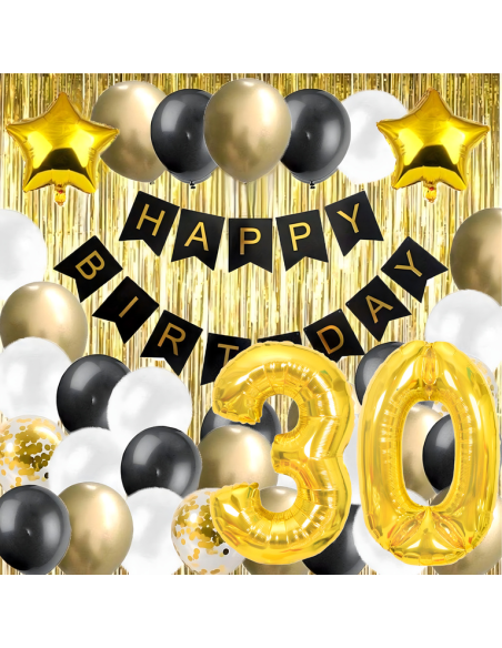 Ballonnen 30 jaar zwart goud set verjaardag decoratie