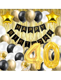 Kit ballons anniversaire 40 ans noir et or – décoration fête