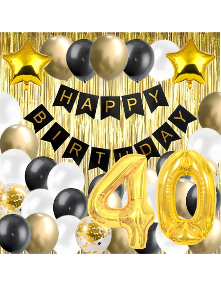 Kit ballons anniversaire 40 ans noir et or – décoration fête