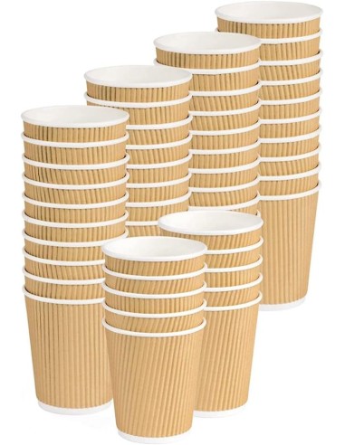 Dubbelwandige koffiebekers 360ml – 100 stuks bruin zwart