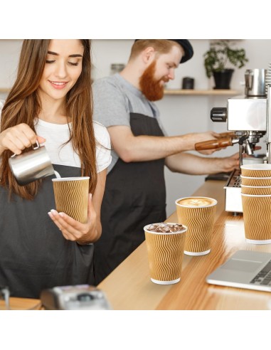 Dubbelwandige koffiebekers 360ml – 100 stuks bruin zwart