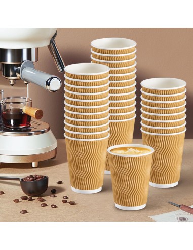 Dubbelwandige koffiebekers 360ml – 100 stuks bruin zwart