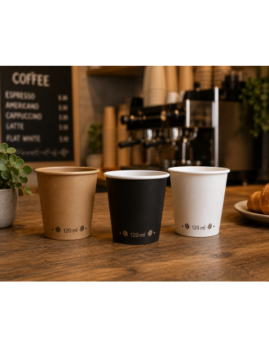 Gobelet à café en carton 120ml 4oz noir pour espresso- 100 pièces+ ...