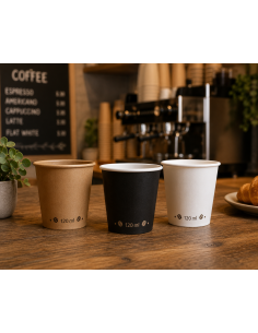 Espresso Koffiebeker karton 120ml 4oz zwart 100 stuks+ zwarte dekse... 2