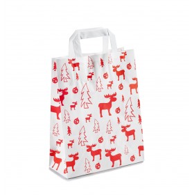 Sacs Noël Kraft Red Elk à Poignées Plates – Sac Cadeau Festif