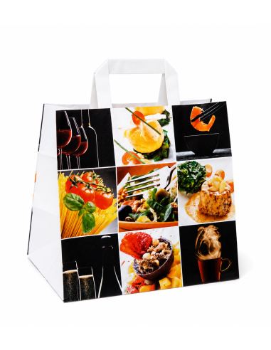 Papieren krafttas Fine Food 26x17x25 cm - 50 stuks
