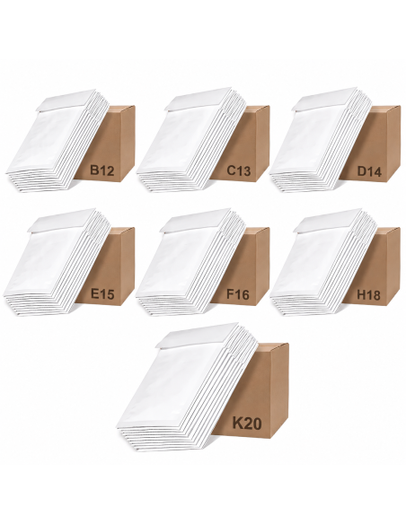 Witte luchtkussenenveloppen ideaal voor het verzenden van kleding en artikelen via Vinted