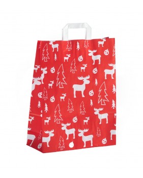 Sacs de Noel en papier kraft à poignées plates " White Elk"  - Accueil