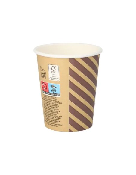 Dos du gobelet carton 20 cl avec le logo FSC et les pictogrammes réglementaires