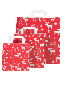 Sacs de Noel en papier kraft à poignées plates " White Elk"  - Accueil