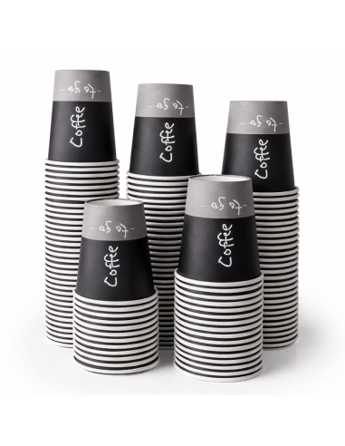 Gobelets à café en carton 360 ml gris empilés, impression « Coffee to go »