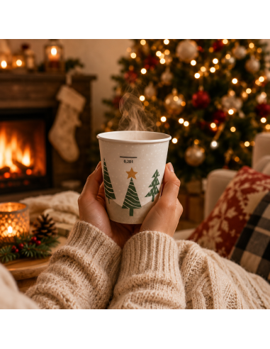 Kerstbeker in de hand voor een warme drank - Packadi
