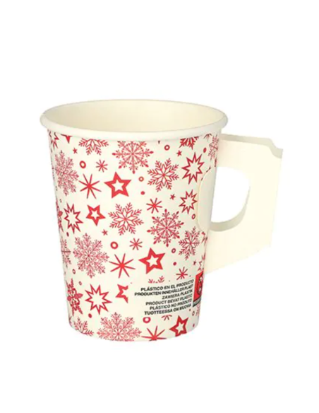 Gobelets carton Noël 240 ml avec poignée | Packadi