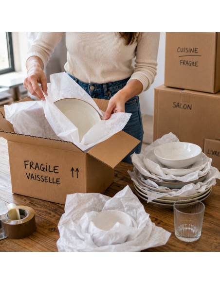Verhuizen? Bescherm uw servies met wit zijdepapier: geen krassen op borden en glazen
