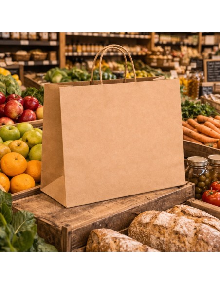 Papieren take away tassen met gedraaide handgrepen | Packadi