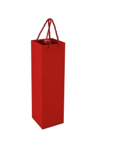 Sac papier bouteille rouge 10+9x39 cm en papier kraft, vue de face