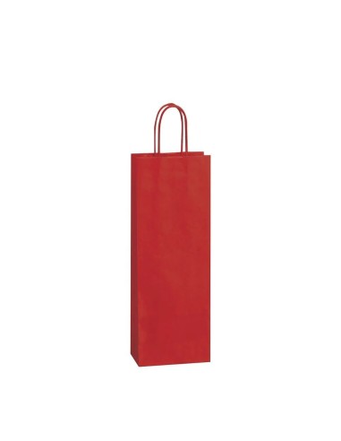 Sac papier kraft rouge pour bouteille de vin 14+8x39 cm, idéal pour Noël