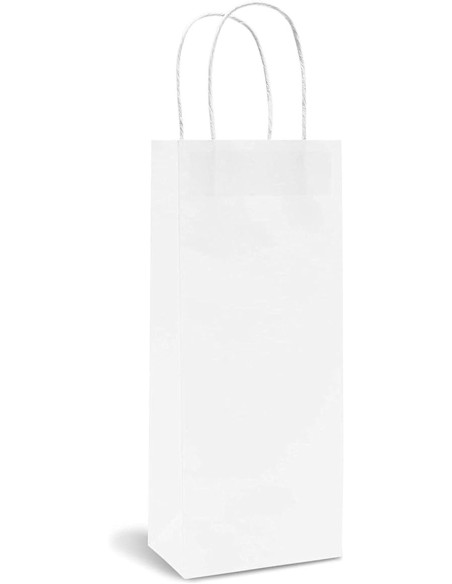 Sac cadeau en papier kraft blanc pour bouteille de vin 75 cl