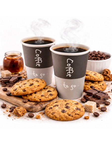 Gobelets à café en carton gris imprimés Coffee to go 240 ml Ø80 mm