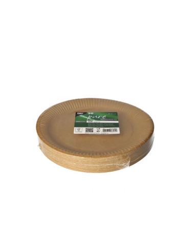 Pak bruine kraft kartonnen borden 23 cm