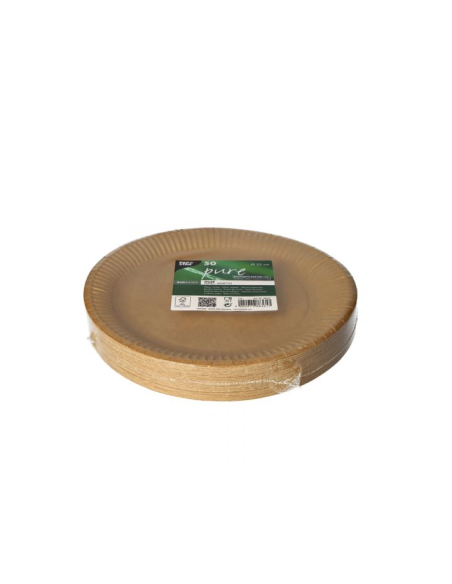 Pak bruine kraft kartonnen borden 23 cm